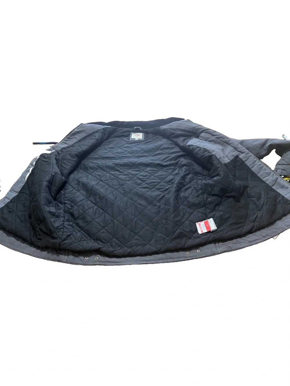 Wrangler Men's Gray Canvas Work Jacket Corduroy Collar Quilt Lined Large